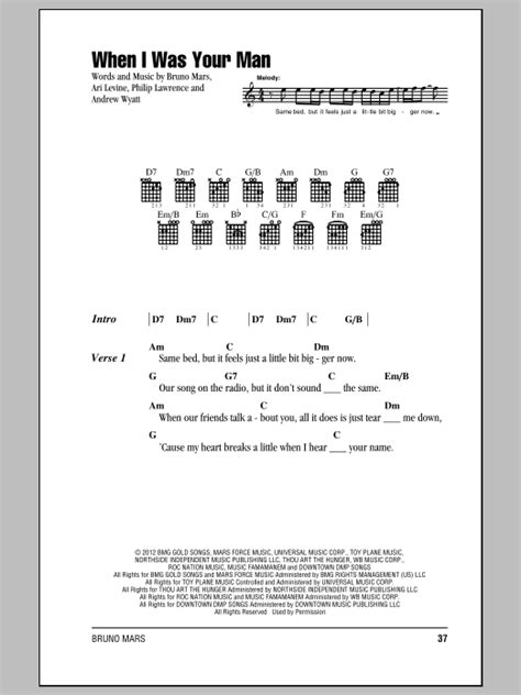 When I Was Your Man by Bruno Mars - Guitar Chords/Lyrics - Guitar Instructor