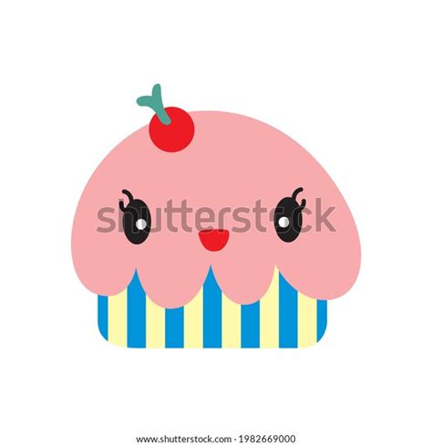 Cute Face Cupcake Cartoon Vector Illustration: เวกเตอร์สต็อก (ปลอดค่าลิขสิทธิ์) 1982669000 ...