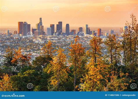 Los Angeles skyline stock photo. Image of overlook, city - 114861586