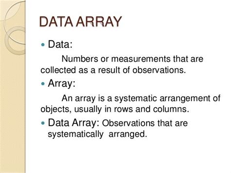 Data array and frequency distribution