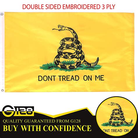 G128 – 3x5 feet, "Dont Tread on Me" (Gadsden) Flag | Embroidered Double Sided – Brass Grommets ...