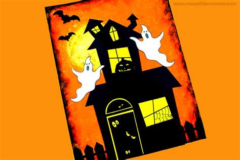 Haunted House Halloween Craft with template - Messy Little Monster