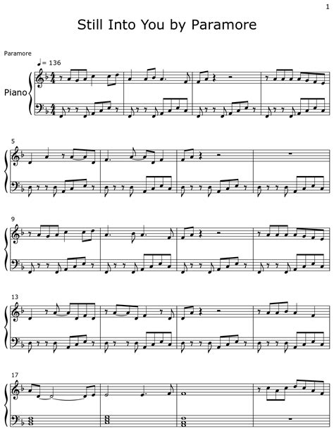 Still Into You by Paramore - Sheet music for Piano