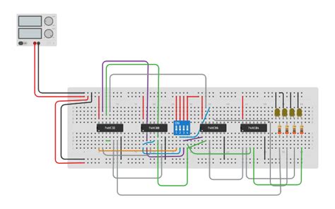 Circuit design BCD to excess 3 code convertor - Tinkercad