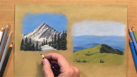 How to Draw Mountains - Landscape in Colored Pencil - YouTube