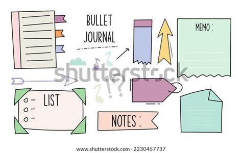 Cute Bullet Journal Notes Paper Ornament Stock Vector (Royalty Free ...