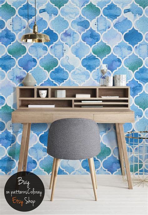 Peel and Stick Watercolor Moroccan Pattern Wallpaper - Etsy | Moroccan ...