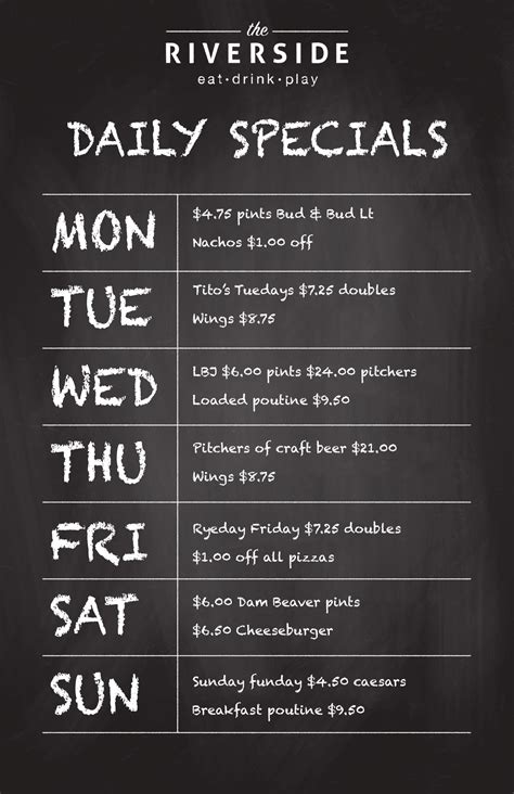 Daily Specials | The Riverside