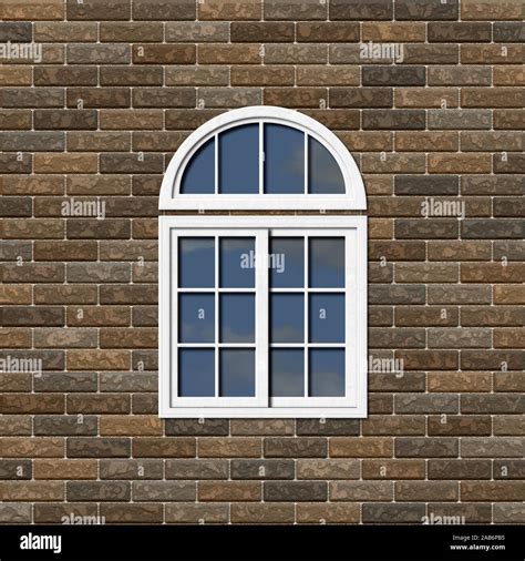 An illustration of a brick wall with a window Stock Photo - Alamy