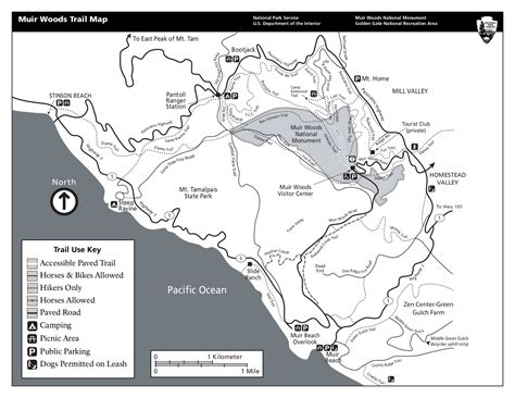 Muir Woods National Monument Map - Mount Snow Trail Map