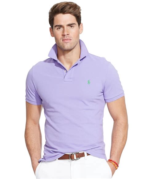 Polo Ralph Lauren Custom-fit Mesh Polo Shirt in Purple for Men - Lyst