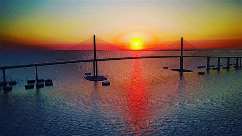 Sunshine Skyway Bridge - Aerial Tour and Sunset - 03/21/2017 - Drone ...