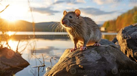 Close-up photo of a Rat looking in their habitat. Generative AI ...