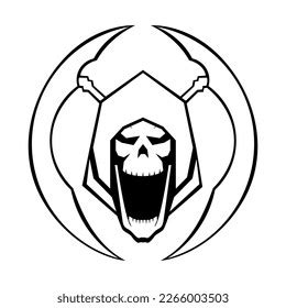 Grim Reaper Vector Black White Logo Stock Vector (Royalty Free) 2266003503 | Shutterstock