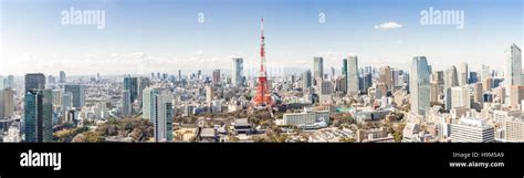 Tokyo Tower with skyline in Tokyo Japan Stock Photo - Alamy