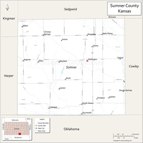 Map of Sumner County, Kansas - Where is Located, Cities, Population, Highways & Facts