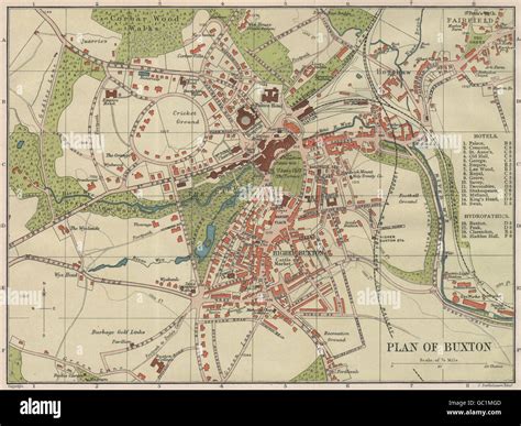 BUXTON town/city plan. Derbyshire. BARTHOLOMEW, 1903 antique map Stock ...