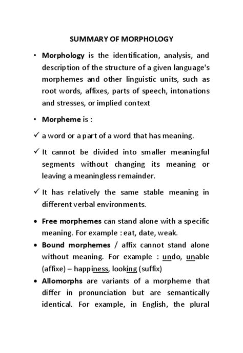 English morphology units