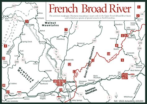 Sherpa Guides | North Carolina | Mountains | French Broad River Map