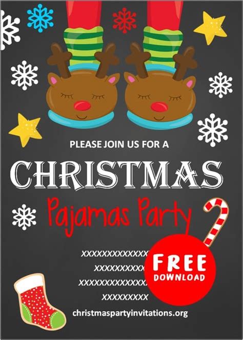 Free Printable Christmas Pajama Party Invitations Templates 2020