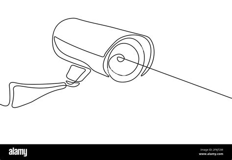 CCTV privacy control digital camera. One line monochrome continuous single line art. Business ...