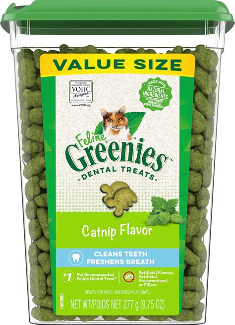 GREENIES Feline Catnip Flavor Adult Dental Cat Treats, 9.75-oz tub - Chewy.com