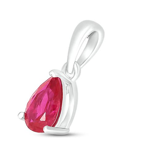 Lab-Created Ruby Birthstone Pendant 10K White Gold | Kay