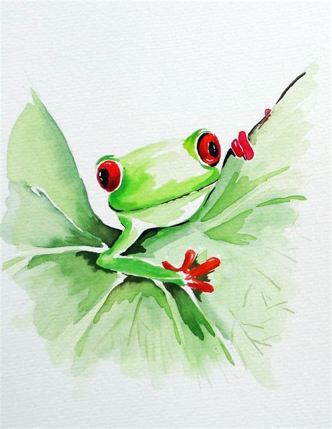 Original watercolor painting Frog