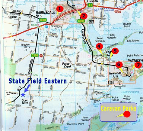 ACTION SCALE RALLY: Map with Caravan parks.