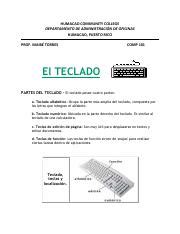 Partes del teclado - COMP 101.pdf - HUMACAO COMMUNITY COLLEGE ...