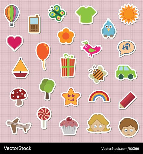 Children stickers Royalty Free Vector Image - VectorStock