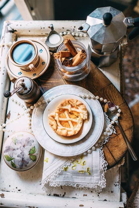 Morning Coffee with Biscuits. Romantic Vintage Morning Style Life Stock Image - Image of ...