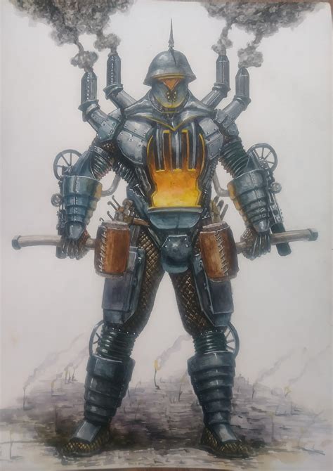 [OC] Warforged cleric of the forge. : r/characterdrawing