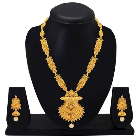 New Exquisite & Glamorous Gold Plated Indian Fashion Jewelry Set with ...