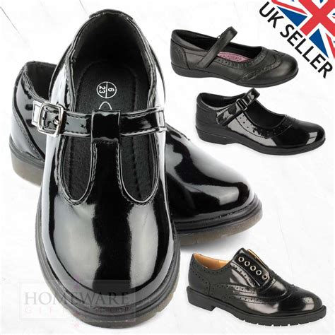 SALE GIRLS SCHOOL SHOES BLACK LEATHER & MAN-MADE UPPER SHOE SIZE UK6 ...