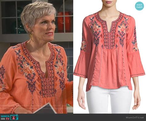 WornOnTV: Bonnie’s orange floral embroidered top on Happy Together ...