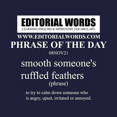 Phrase of the Day (smooth someone's ruffled feathers)-08NOV21 - Editorial Words