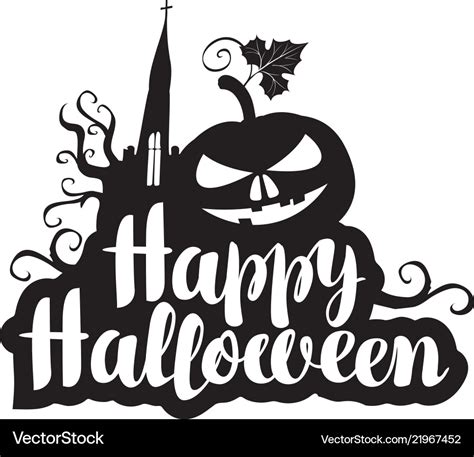 Lettering happy halloween with a horrible pumpkin Vector Image