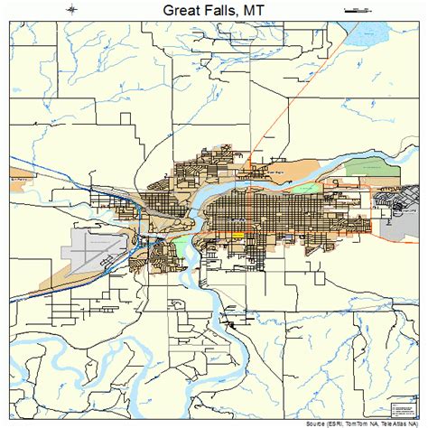 Great Falls Montana Street Map 3032800