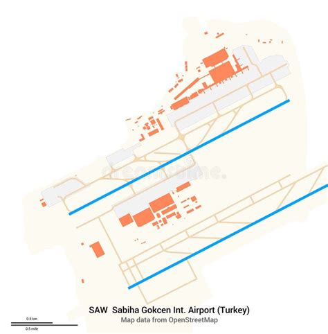 Map of Sabiha Gokcen International Airport. IATA-code SAW Stock Image - Image of airfield ...