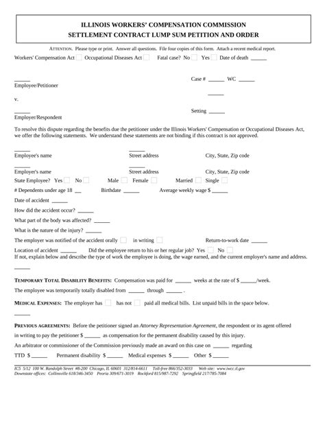 settlement workers compensation Doc Template | pdfFiller