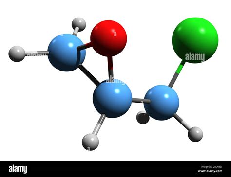 3D image of Epichlorohydrin skeletal formula - molecular chemical structure of organochlorine ...