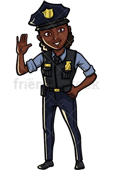 Black Policewoman Cartoon Vector Clipart - FriendlyStock