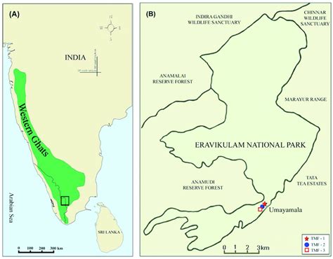 A) Map of south-western India showing the location of the Western Ghats... | Download Scientific ...