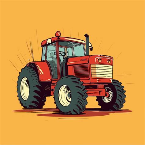 Premium Vector | A red tractor with a white logo on it