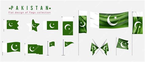 Premium Vector | Pakistan flag flat design of flags collection