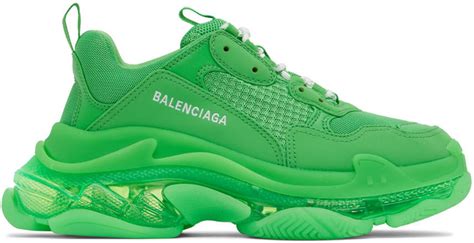 Balenciaga: Green Triple S Sneakers | SSENSE