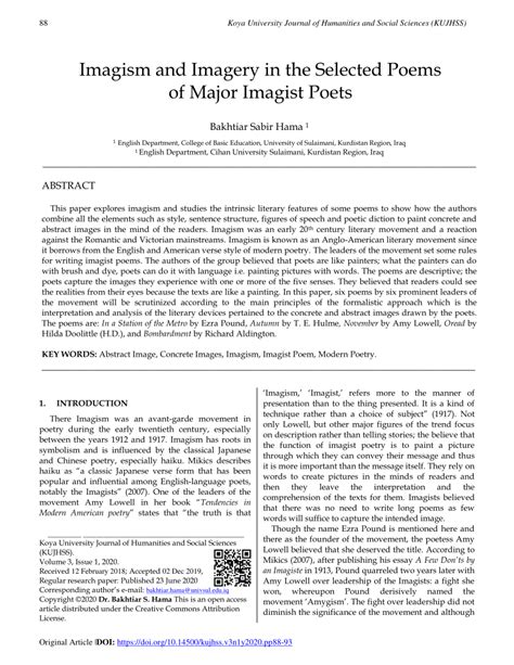 (PDF) Imagism and Imagery in the Selected Poems of Major Imagist Poets