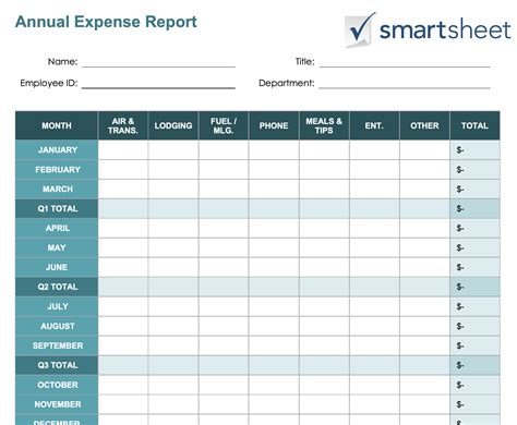Personal Expense Worksheet Template