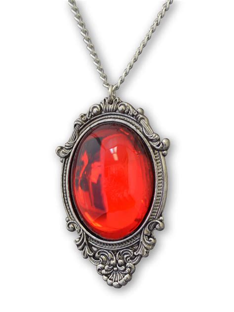 Real Metal Jewelry - Blood Red Cabochon in Silver Finish Pewter Frame Pendant Necklace - Walmart ...